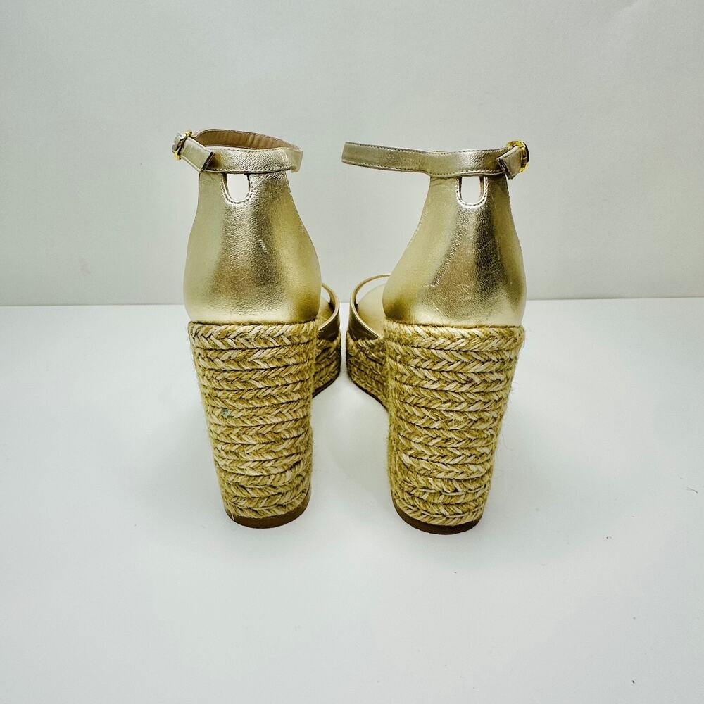 NIB Stuart Weitzman Nudistcurve Women's US 10.5 Sandals Gold Espadrille Wedge - Picture 9 of 14